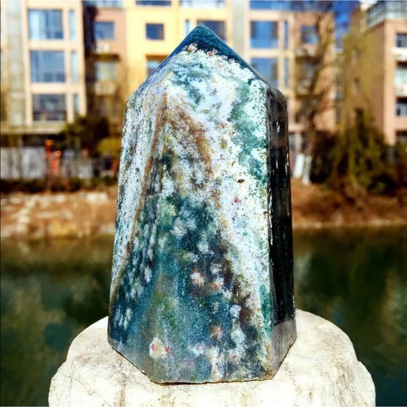 Natural Ocean Jasper gem stone tower ✨Charged✨ - Picture 7 of 7